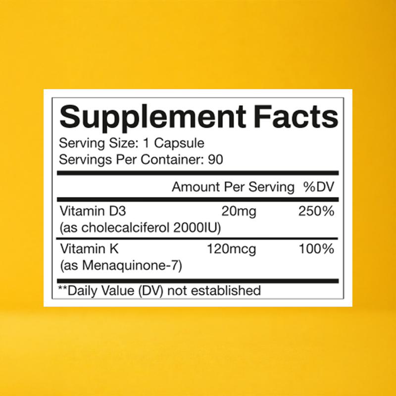 Vitamin D3 2000 IU + K2 120mcg (as MK-7)