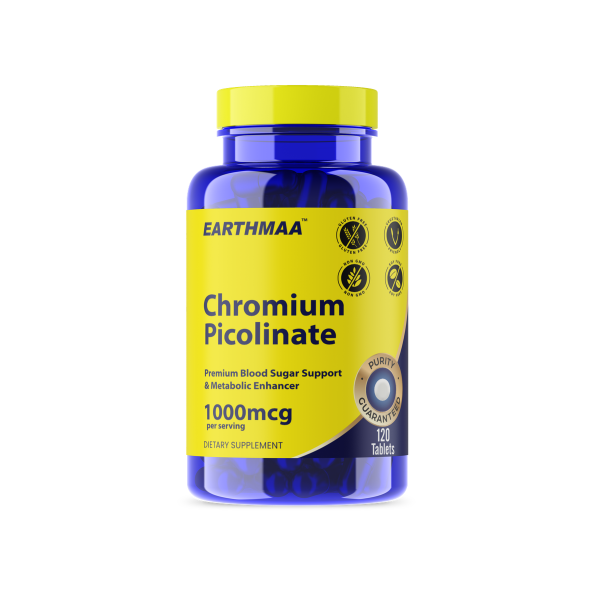 Earthmaa Chromium Picolinate 1000mcg - Blood Sugar Support, Metabolism Support, Mineral Supplement