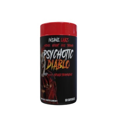 Insane Labz Psychotic Diablo Thermogenic Fat Burner for Men and Women with Grains of Paradise Theobromine Dandelion Root Extract Fueled by AMPiberry, Appetite Suppressant - 60 Servings