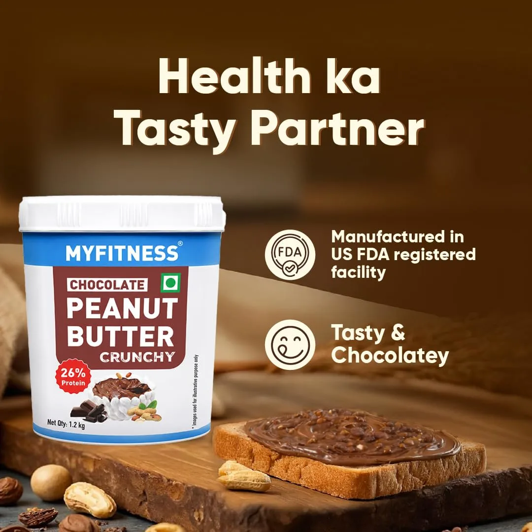 MyFitness Chocolate Peanut Butter Crunchy | Tasty & Healthy Nut Butter Spread for Breakfast & Snacks | Cholesterol Free | Zero Trans Fat | Crunchy Peanut Butter