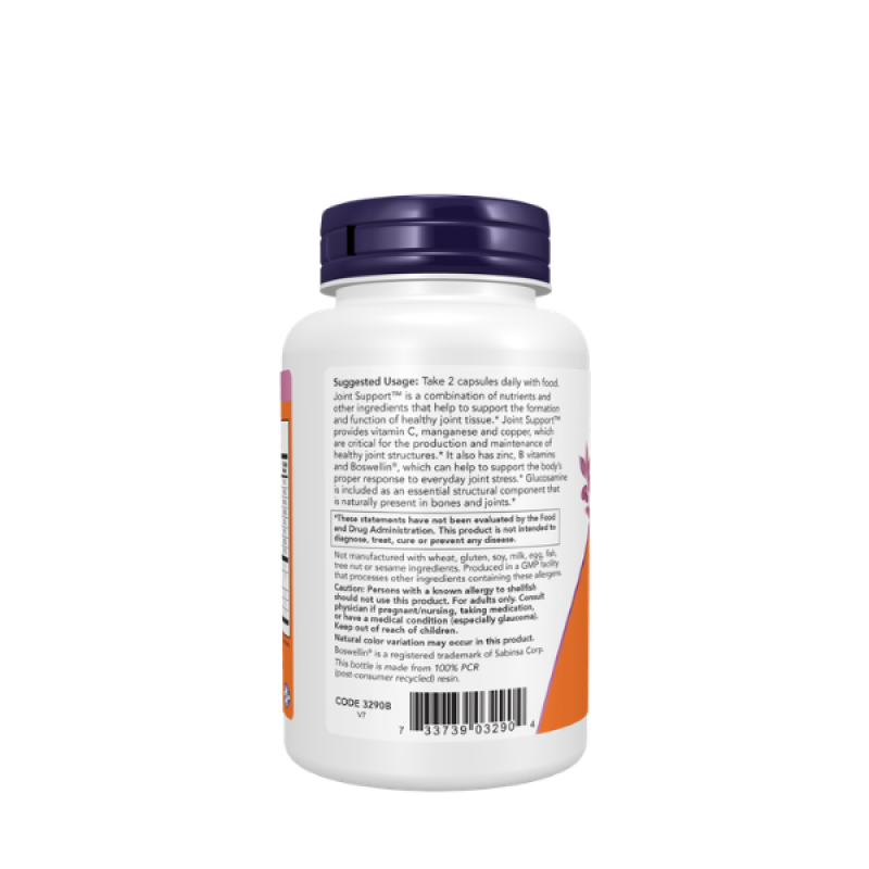 NOW Foods Supplements, Joint Support™ with Glucosamine, Boswellin® and Sea Cucumber, 90 Capsules