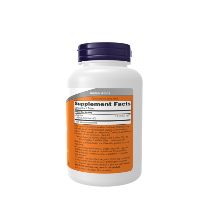 NOW Foods L-Arginine Double Strength 1000mg Tablets