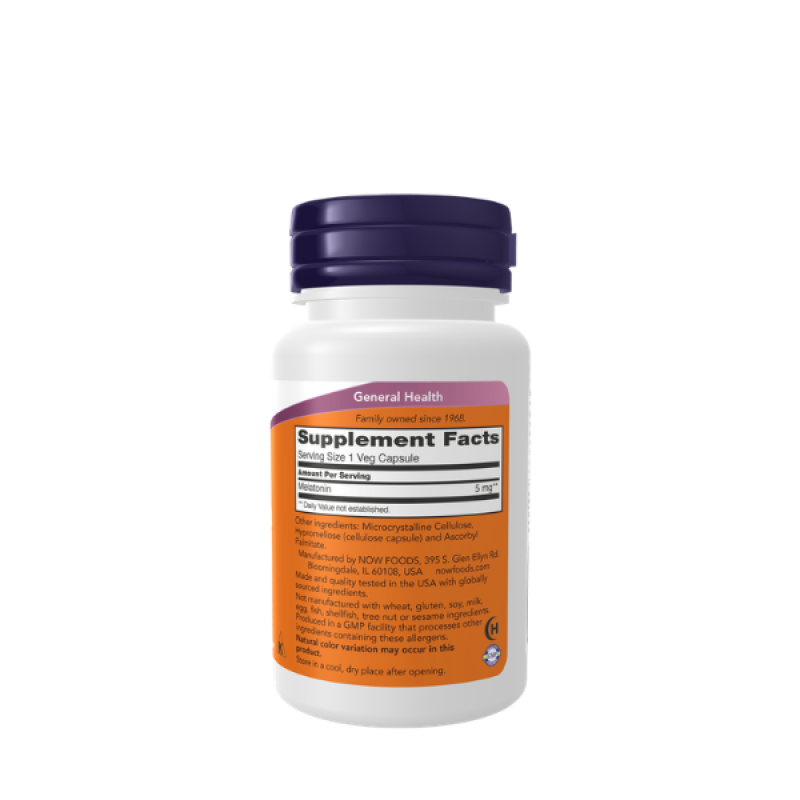 Now Foods Melatonin 5 Mg Healthy Sleep Cycle Veg Capsules