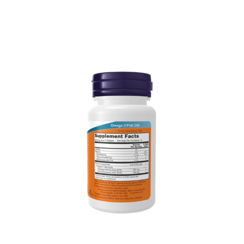 Now Foods Omega-3 Fish Oil, Molecularly Distilled Softgels