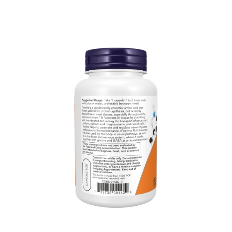 NOW Foods, Taurine, 1,000 mg, 100 Veg Capsules