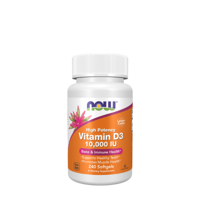 NOW Foods Supplements, Vitamin D-3 10,000 IU, Highest Potency, Structural Support*, 240 Softgels