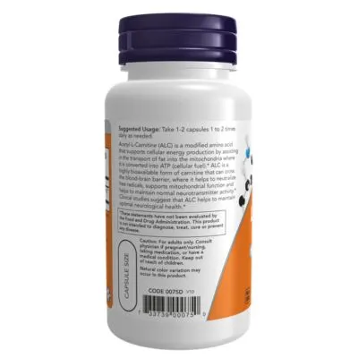 NOW Foods Supplements, Acetyl-L-Carnitine 500 mg Veg Capsules