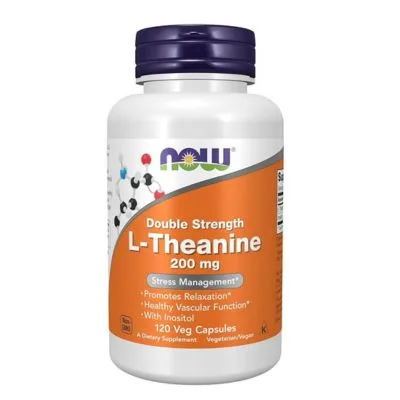 Now Foods, L-Theanine, Double Strength, 200 mg, 120 Veg Capsules
