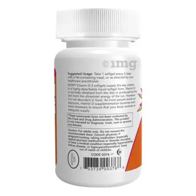 NOW Foods Vitamin D3 10,000 IU – 120 Softgels