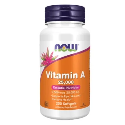 NOW Foods Vitamin A 25,000 IU Softgels - Eye Health, Vision Support, Immune Support, Skin Health Supplement, Retinol Supplement, Antioxidant Vitamins and Wellness Supplement