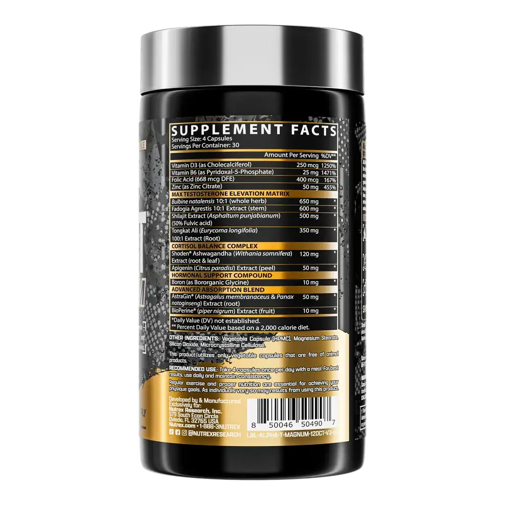 Nutrex Research Alpha-T Magnum Testosterone Support for Men | Muscle Builder for Strength, Growth & Hormone Balance Supplement