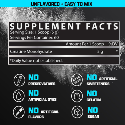 Nutrex Research Creatine Monohydrate Powder 60 Servings, Proven Size, Strength & Performance Enhancer
