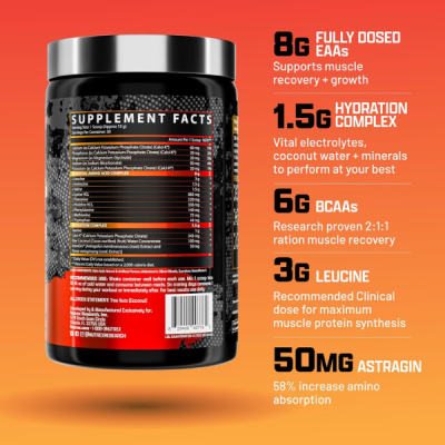 Nutrex Research EAA+ Hydration, EAAs + BCAAs Powder, Muscle Recovery, Strength, Muscle Building, Endurance, Blood Orange EAA (Essential Amino Acids) 30 Serving