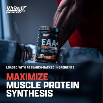 Nutrex Research EAA+ Hydration, EAAs + BCAAs Powder, Muscle Recovery, Strength, Muscle Building, Endurance, Blood Orange EAA (Essential Amino Acids) 30 Serving