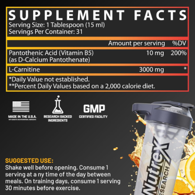 Nutrex Research Liquid Carnitine 3000 L Carnitine Liquid 31 Servings