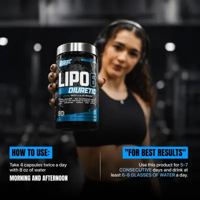 Nutrex Research LIPO-6 Diuretic, Natural Water Loss & Bloat Relief Formula | 80 Capsules