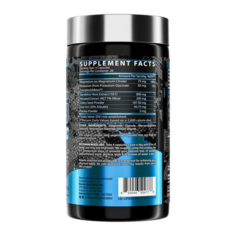 Nutrex Research LIPO-6 Diuretic, Natural Water Loss & Bloat Relief Formula | 80 Capsules