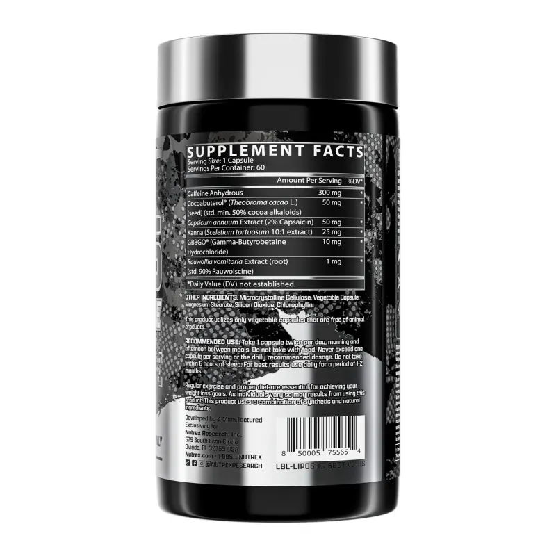 Nutrex Research Lipo-6 Hardcore – Metabolism & Energy Support – 60 Capsules