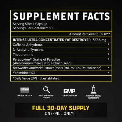 Nutrex Research LIPO-6 Intense UC (Ultra Concentrate) Thermogenic Fat Burner | Advanced Weight Management Formula | 60 Capsules