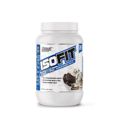 Nutrex Research IsoFit Whey Protein Powder Instantized 100% Whey Protein Isolate (30 Servings, Cookies & Cream)