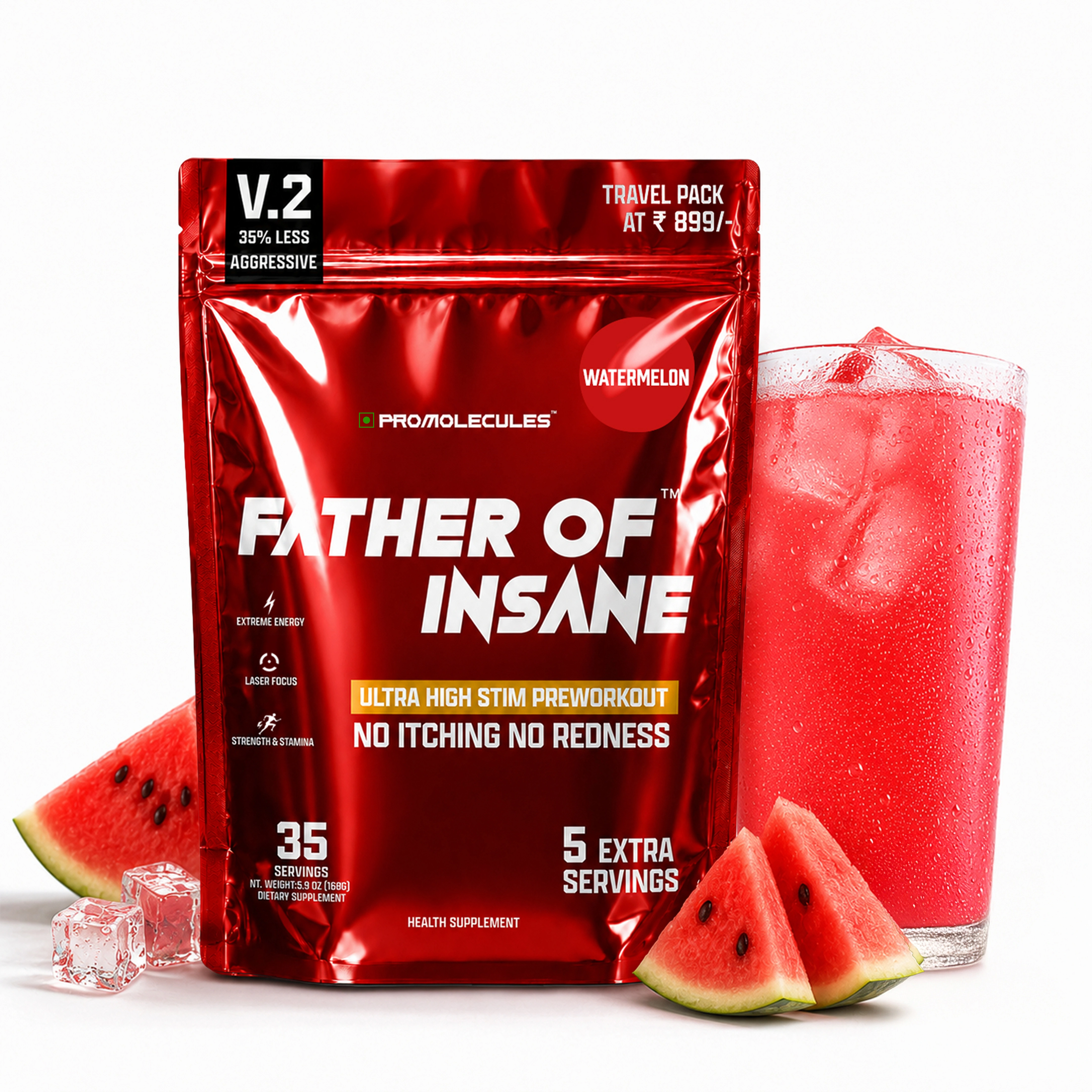 Father of Insane™ V.2 High Stim Pre-Workout - 30 Servings + 5 Extra Servings, Extreme Energy, Laser Focus and Serious Performance