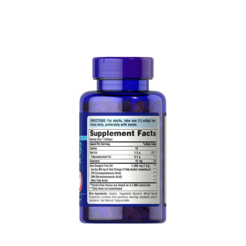 Puritans Pride Extra Strength Omega-3 Fish Oil 1500 Mg 450 Mg Active Omega-3 Softgels, 60 Count