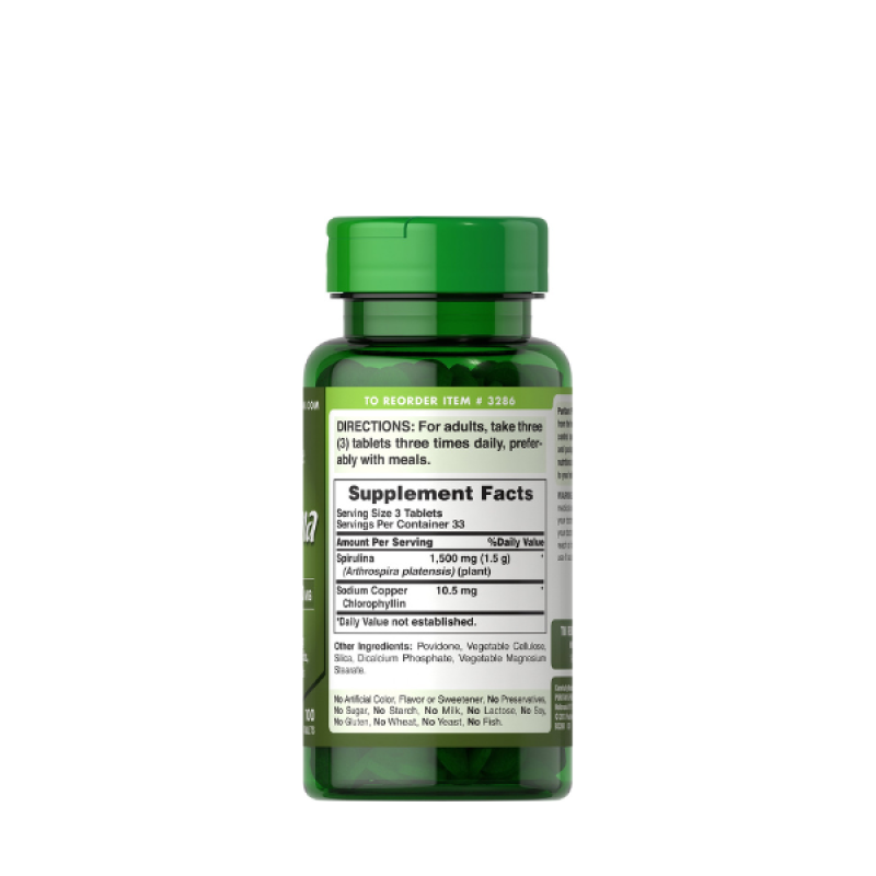 Puritan's Pride Spirulina 500mg 100-Tablets