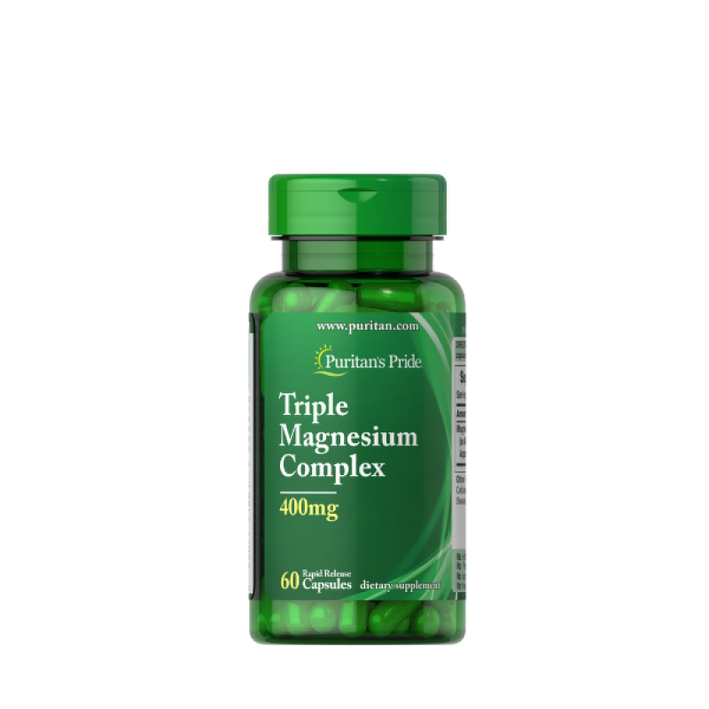Puritan's Pride Triple Magnesium Complex with Magnesium Oxide, Aspartate, and Citrate 400mg, Dietary Supplement for Muscle, Heart, Nerve, and Bone Support,