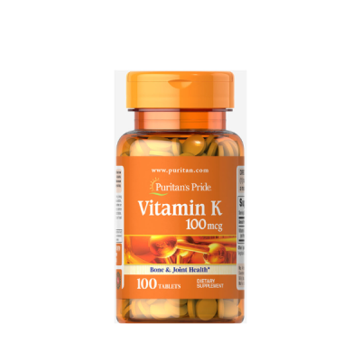 Puritan's Pride Premium Vitamin K 100mcg, Dietary Supplement for Bone, Joint, and Blood Clotting Health Support, 100 Day Supply, 100 Tablets