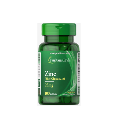 Puritan's Pride Zinc 25MG (Zinc Gluconate)| Immunity Booster & Skin Hair Health (100 Tablets)