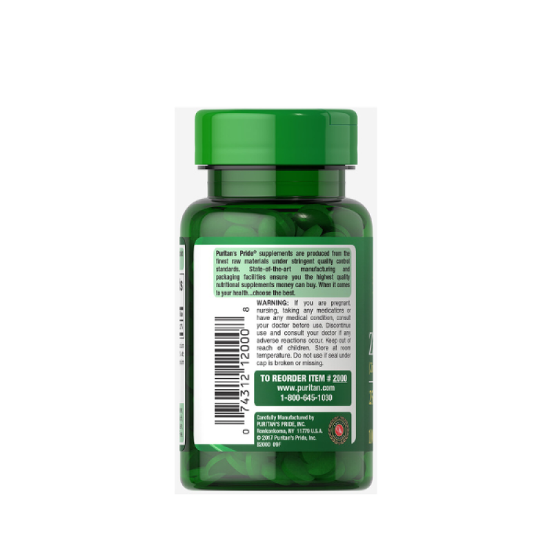 Puritan's Pride Zinc 25MG (Zinc Gluconate)| Immunity Booster & Skin Hair Health (100 Tablets)