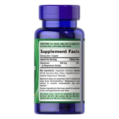 Puritan's Pride Magnesium 250 mg 100 tablets, Magnesium Supplement for Muscle, Nerve & Bone Support